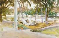 (image for) Handmade Oil painting for home canvas, oil painting framed canvas for living room John Singer Sargenti's art Figure in Hammock F